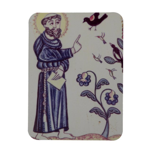 St Francis pratar med Bird Magnet (Vertikal)
