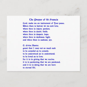 St Francis Prayer Vykort