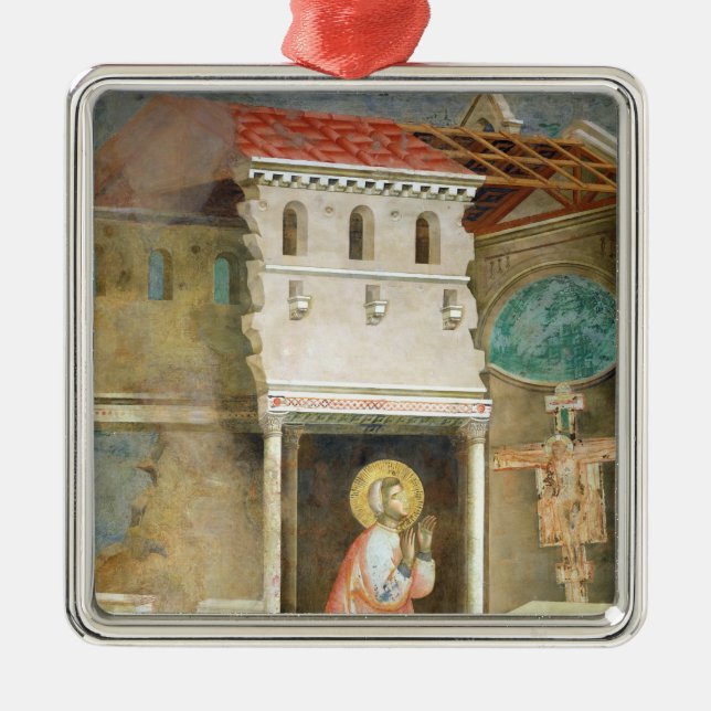 St Francis som ber i kyrkan av San Julgransprydnad Metall (Framsidan)