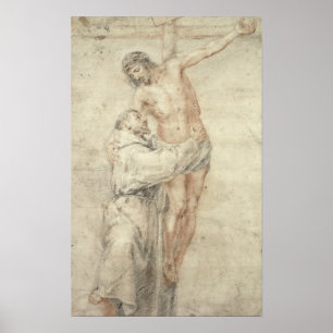 St Francis som kasserar världen och omfamna Poster