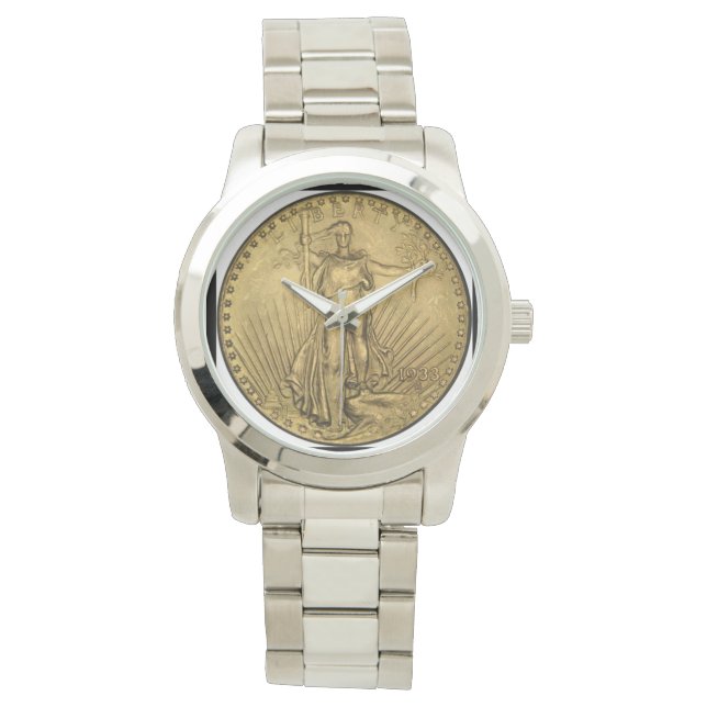 St. Gaudens (Dubblan Eagle Guld Coin) Manar Watch Armbandsur (Framsida)