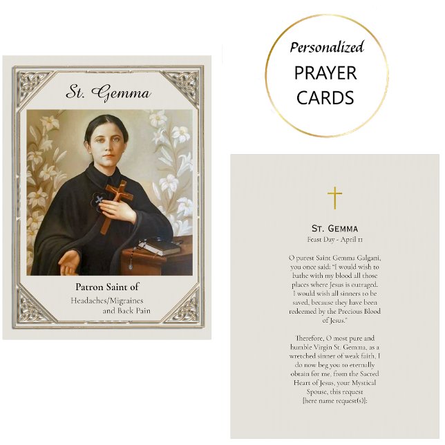 St. Gemma Roman Catholic Prayer Card Placeringskort (Skapare uppladdad)