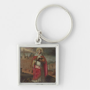 St. Genevieve Fyrkantig Silverfärgad Nyckelring