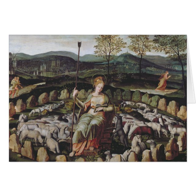 St. Genevieve som bevakar henne flock Hälsningskort (Framsidan Horizontal)