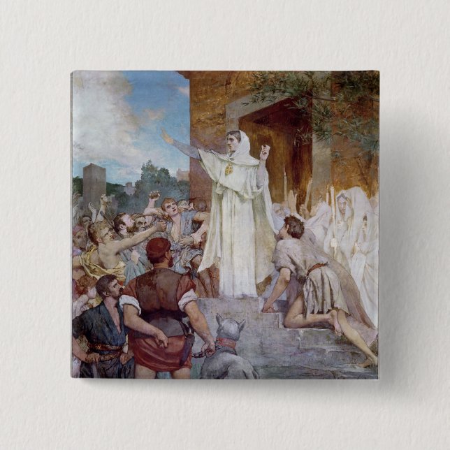 St. Genevieve som lugnar Parisiansen Knapp (Framsida)