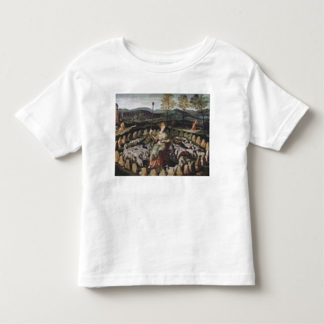 St. Genevieve vaktar hennes Flock T Shirt (Framsida)