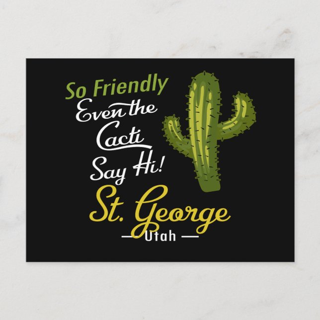 St George Cactus Funny Retro Vykort (Framsida)