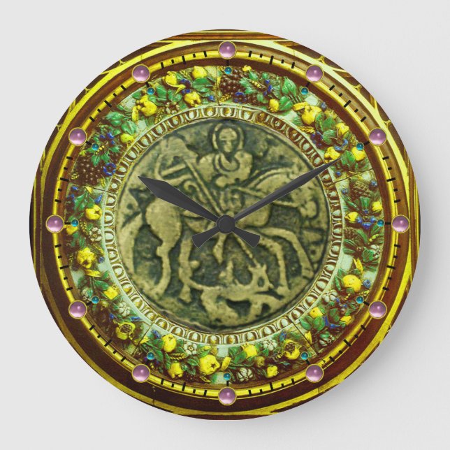 ST.GEORGE, DRAGON BRONZE MEDALLION BLOMMIGT KRONA STOR KLOCKA (Framsida)