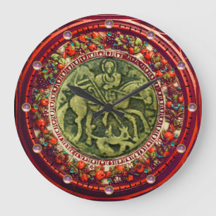 ST.GEORGE, DRAGON BRONZE MEDALLION BLOMMIGT KRONA STOR KLOCKA