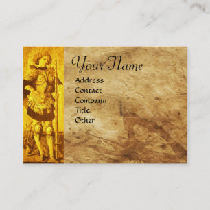 ST.GEORGE, DRAGON Parchment Monogram Guld Gult Visitkort