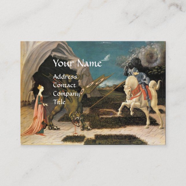 ST.GEORGE,DRAGON,TRINCESS RED RUBY GEM MONOGRAM VISITKORT (Framsida)