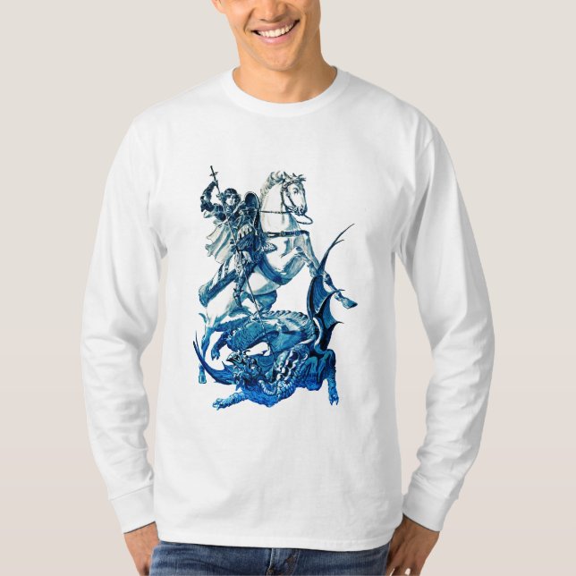St George Fighting Dragon Saint George och Dragon T Shirt (Framsida)