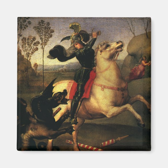 St. George Fighting the Dragon av Raphael Sanzio Magnet (Framsidan)