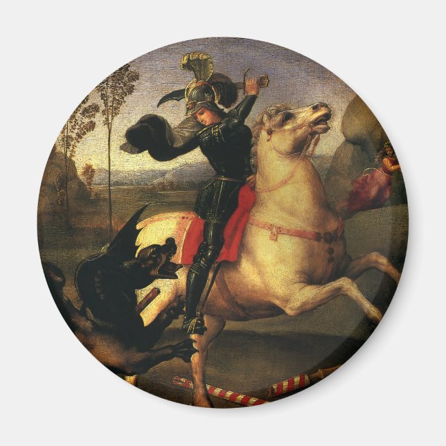 St. George Fighting the Dragon av Raphael Sanzio Magnet (Framsidan)
