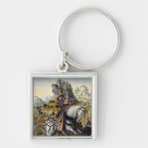 St George Fyrkantig Silverfärgad Nyckelring