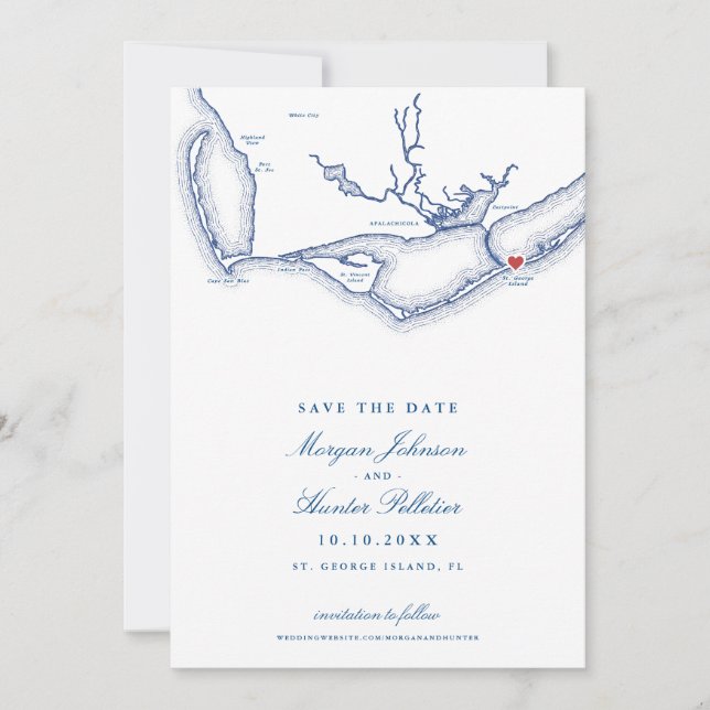 St. George Island FL Elegant Navy Beach Wedding Spara Datumet (Framsida)
