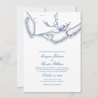 St. George Island FL Karta Elegant Navy Blue Bröll