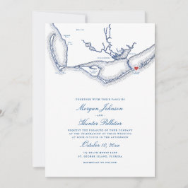 St. George Island FL Karta Elegant Navy Blue Bröll Inbjudningar