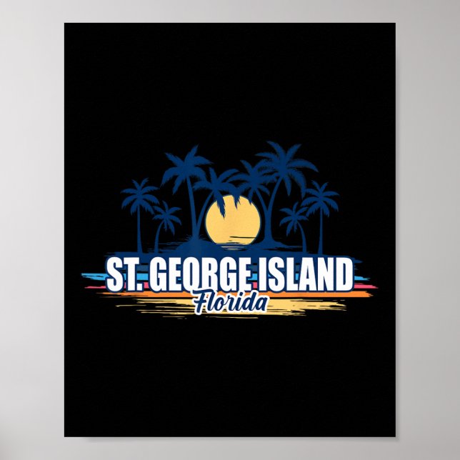 St George Island Florida Retro Surfbräda  Poster (Framsidan)