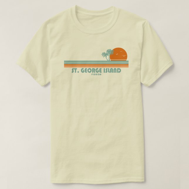 St. George Island Florida Sol Palma Träd T Shirt (Design framsida)