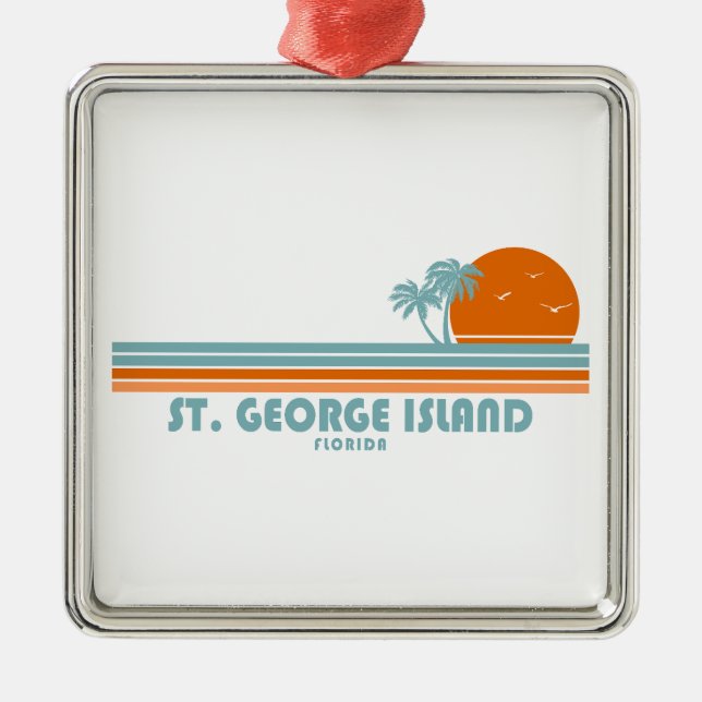 St. George Island Florida Sol Palmträd Julgransprydnad Metall (Framsidan)
