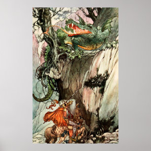 St George och Dragon av Charles Folkard Poster