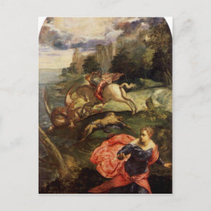 St. George och Dragon av Tintoretto Vykort
