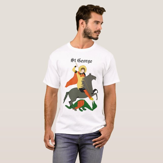 St George och Dragon Design T-Shirt (Hel framsida)