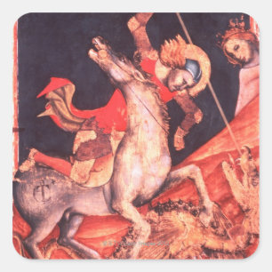 St. George och Dragon Fyrkantigt Klistermärke