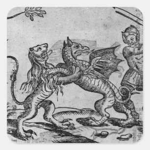 St George och Dragon Fyrkantigt Klistermärke