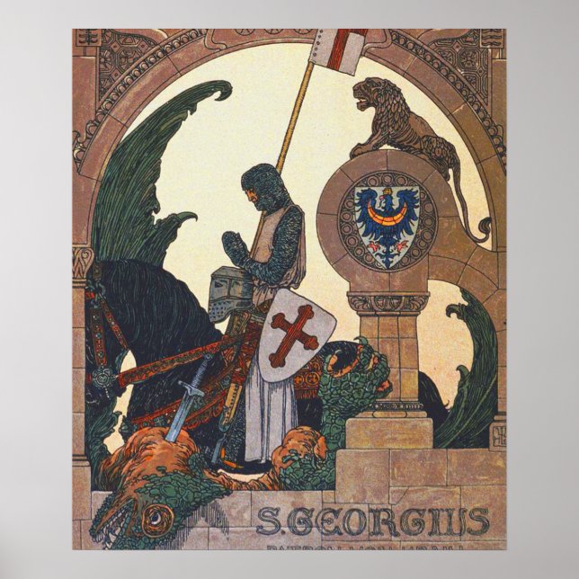 St George och Dragon - Heinrich Lefler Poster (Framsidan)