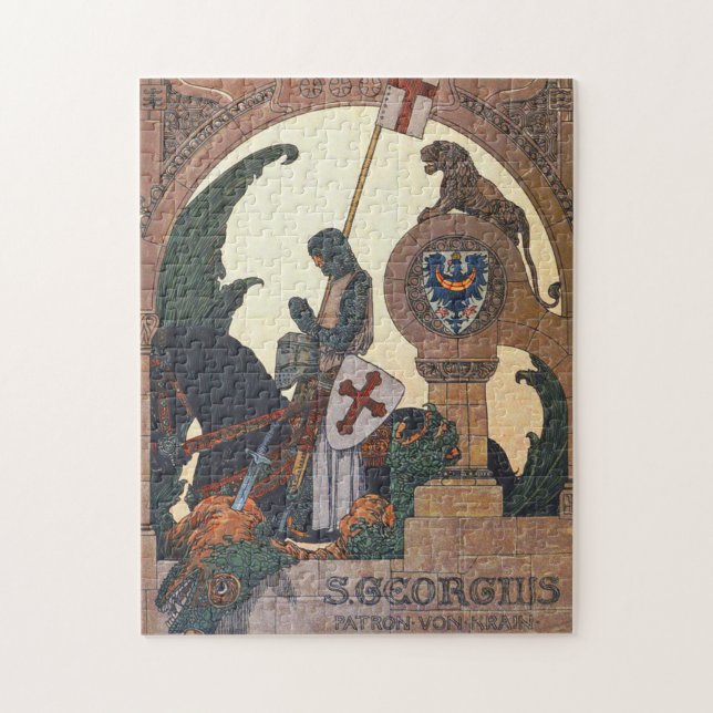 St George och Dragon - Heinrich Lefler Pussel (Vertikal)