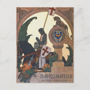 St George och Dragon - Heinrich Lefler Vykort