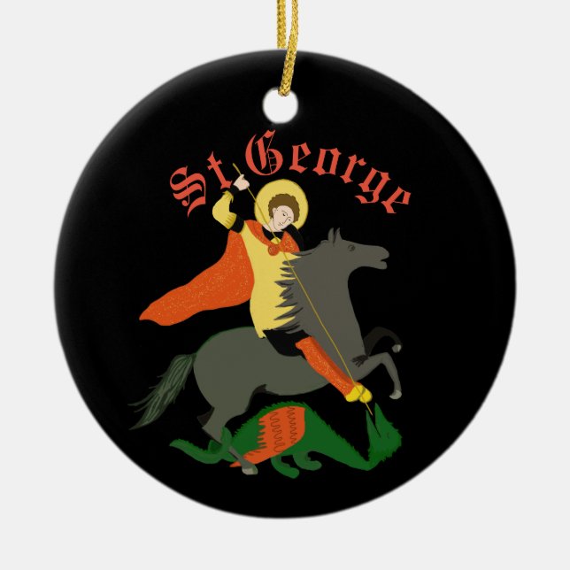 St George och Dragon Julgransprydnad Keramik (Framsidan)