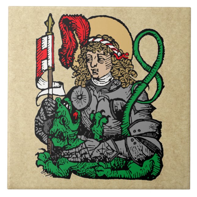 St. George och Dragon (Nürnberg) Ceramic Tile Kakelplatta (Framsidan)