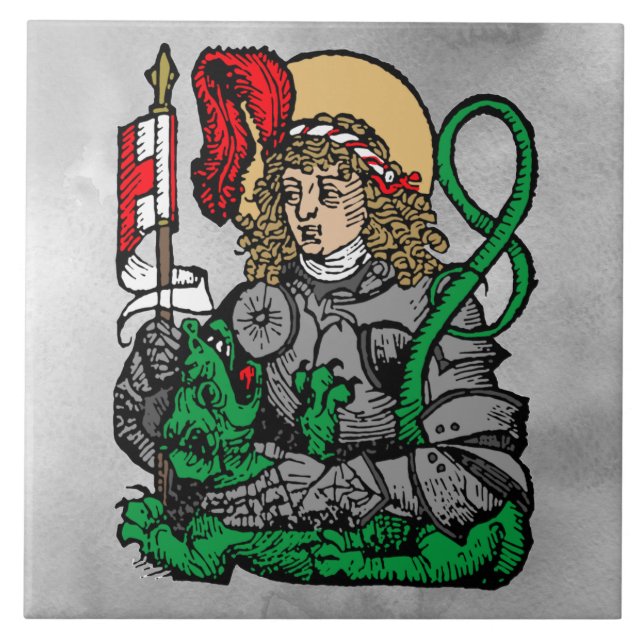 St. George och Dragon (Nürnberg) Ceramic Tile Kakelplatta (Framsidan)