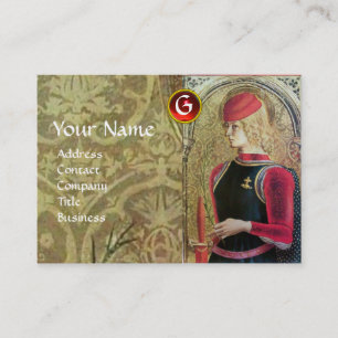 ST.GEORGE OCH DRAGON Red Ruby Monogram, Guld Damas Visitkort
