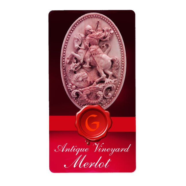 ST.GEORGE OCH DRAGON RED VAX SEAL MONOGRAM Vin Fraktsedel (Framsidan)