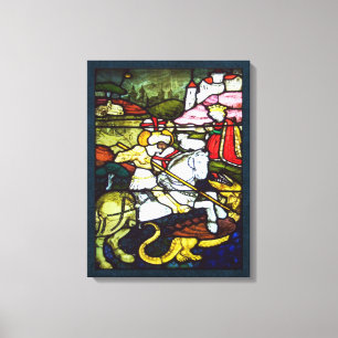 St. George och Dragon Stached Glass Dubbla Canvastryck