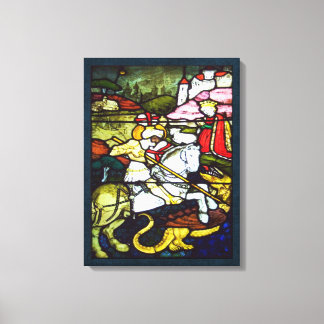 St. George och Dragon Stached Glass Dubbla Canvastryck
