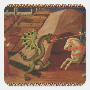 St George och draken, c.1439-40 Fyrkantigt Klistermärke