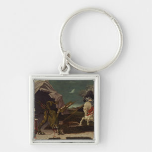 St George och draken, c.1470 Fyrkantig Silverfärgad Nyckelring