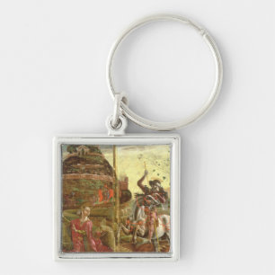 St George och draken Fyrkantig Silverfärgad Nyckelring