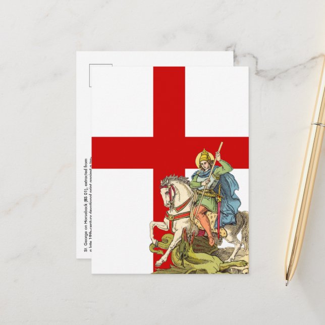 St. George på Horseback (BS 01) vykort (Fram/Back In Situ)