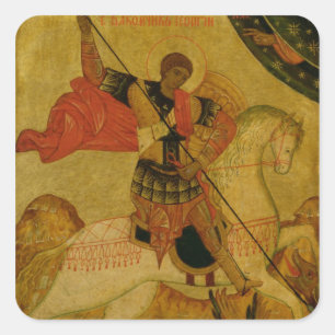 St. George slingrar draken Fyrkantigt Klistermärke