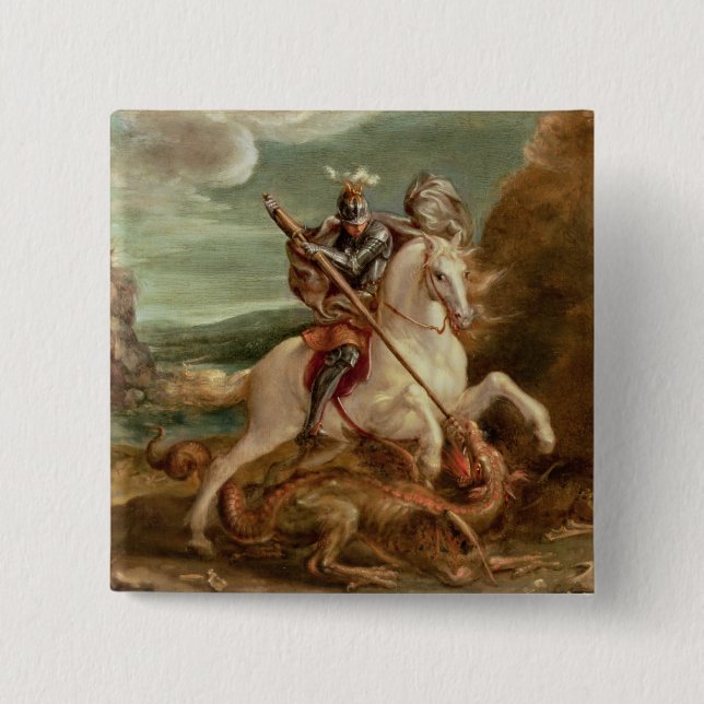 St George som dräpar draken, (olja på panel) Knapp (Framsida)