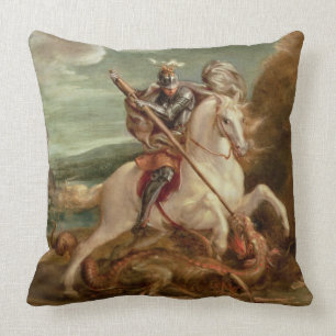 St George som dräpar draken, (olja på panel) Kudde