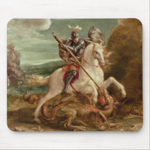 St George som dräpar draken, (olja på panel) Musmatta