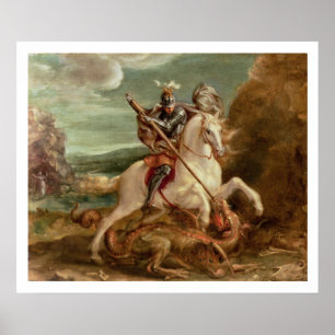 St George som dräpar draken, (olja på panel) Poster