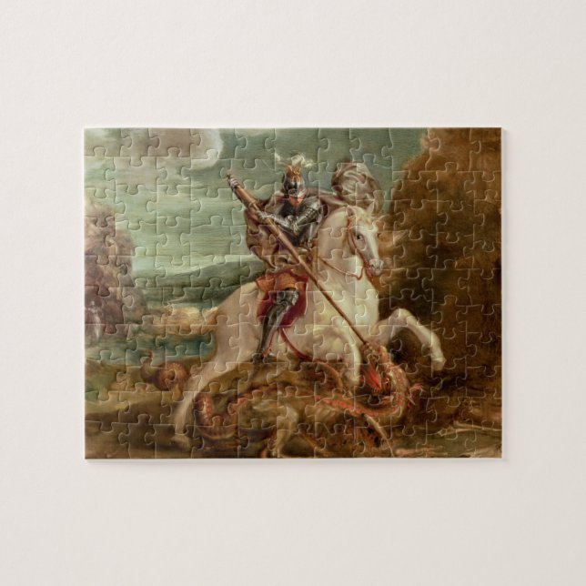 St George som dräpar draken, (olja på panel) Pussel (Horisontell)